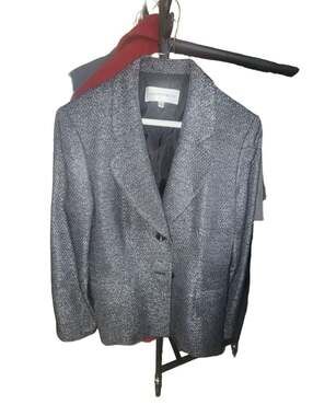 Jones New York Suit Gray Textured Metallic Tweed Blazer Jacket Size 12